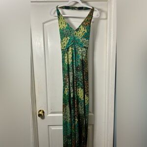 Cristina Love Halter Maxi Dress – Boho Green Paisley Print – Size S